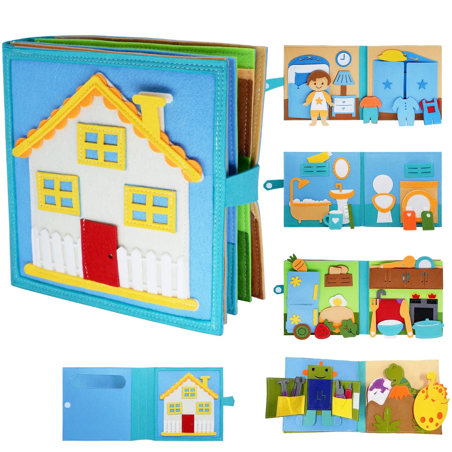 Toddlers Montessori Toy Busy Book Quiet Book Pretend Play Toy Early Educational Activity Book with Life Skills Cognition - Aussies Aura