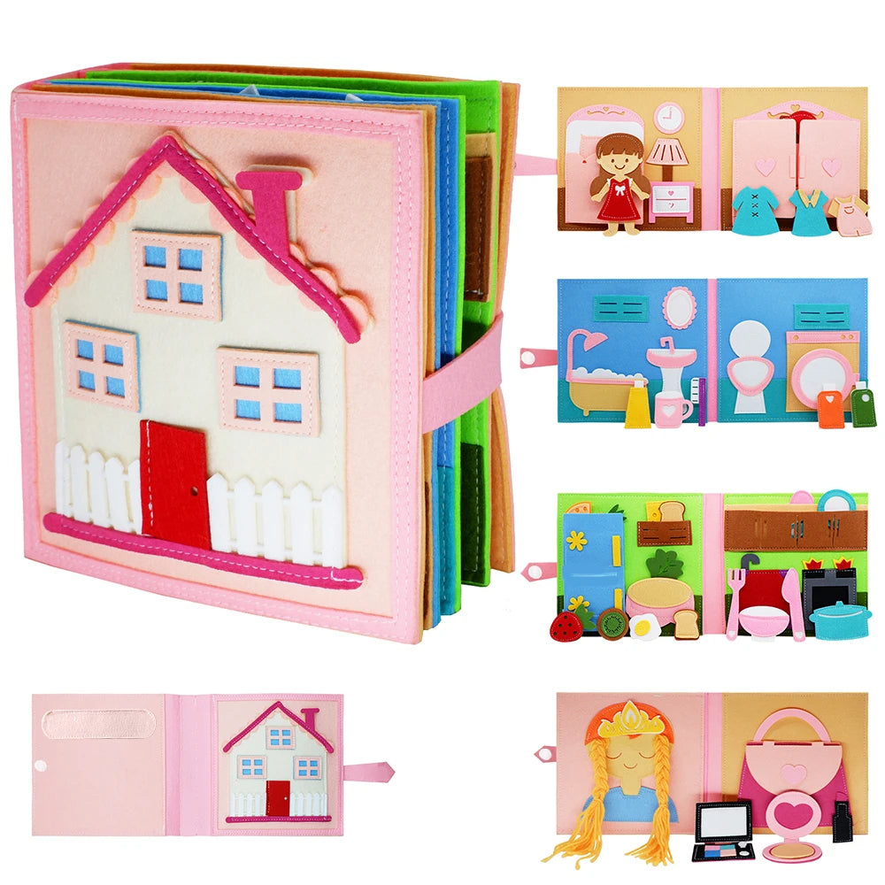 Toddlers Montessori Toy Busy Book Quiet Book Pretend Play Toy Early Educational Activity Book with Life Skills Cognition - Aussies Aura