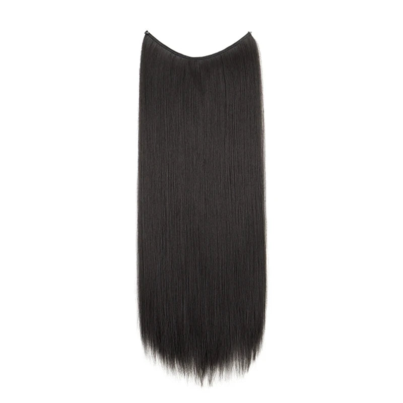 24-Inch Synthetic Invisible Fish Line Hair Extension – Natural Black & Brown Colors for Women - Aussies Aura