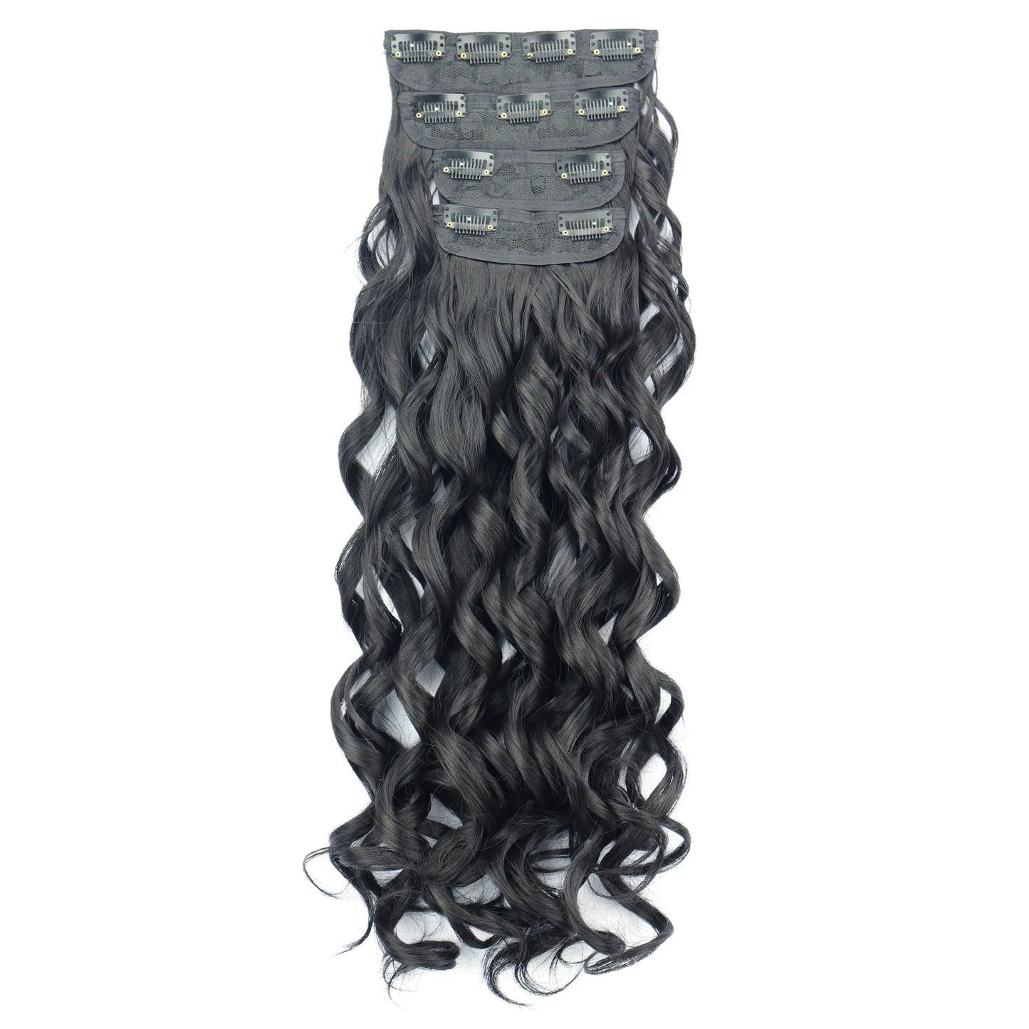 4Pcs Clip-In Hair Extensions – Long Curly Wavy Synthetic Hairpiece for Women - Aussies Aura