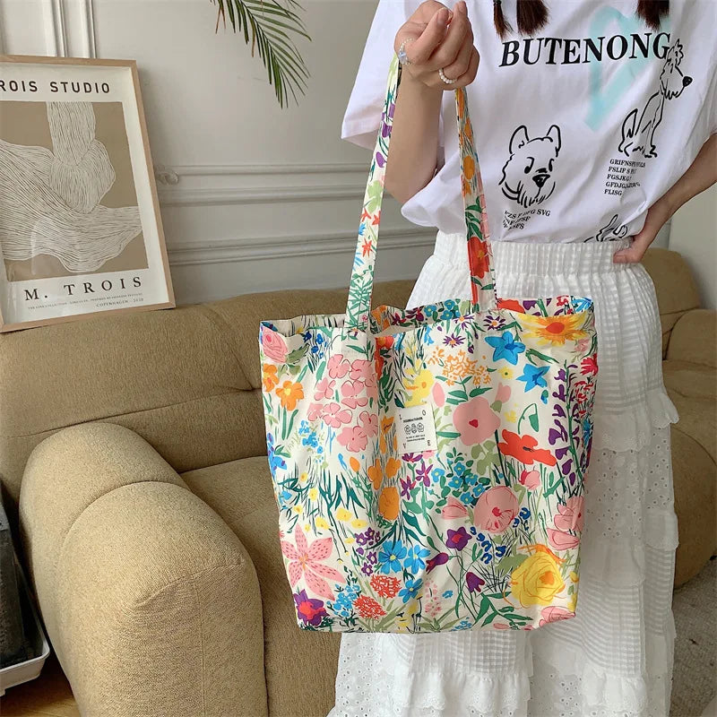 Youda Vintage Floral Stripe Fabric Top Handle Bag – Women’s Lunch Box Handbag - Aussies Aura