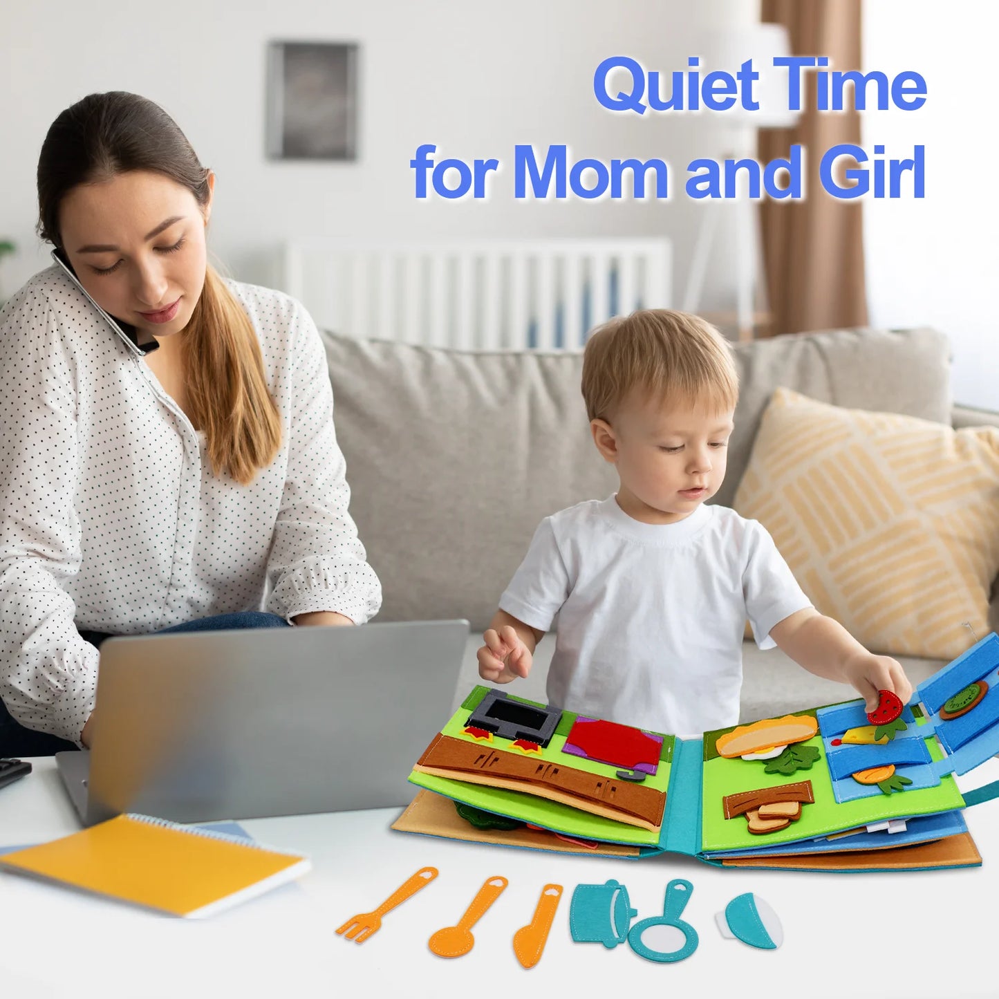 Toddlers Montessori Toy Busy Book Quiet Book Pretend Play Toy Early Educational Activity Book with Life Skills Cognition - Aussies Aura