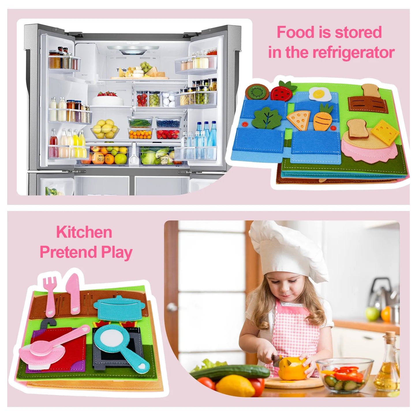 Toddlers Montessori Toy Busy Book Quiet Book Pretend Play Toy Early Educational Activity Book with Life Skills Cognition - Aussies Aura