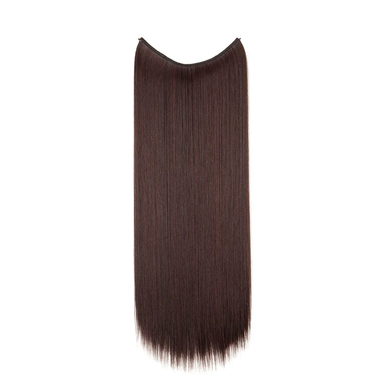 24-Inch Synthetic Invisible Fish Line Hair Extension – Natural Black & Brown Colors for Women - Aussies Aura