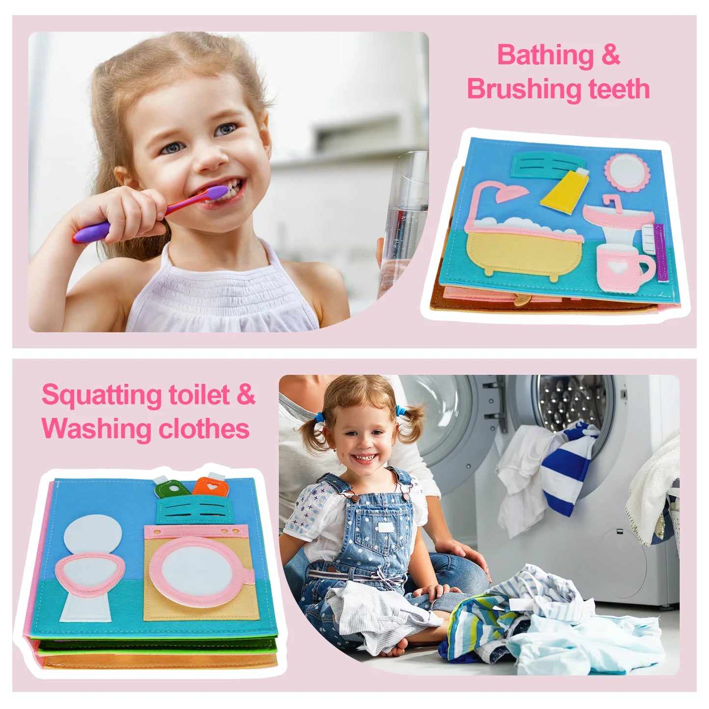 Toddlers Montessori Toy Busy Book Quiet Book Pretend Play Toy Early Educational Activity Book with Life Skills Cognition - Aussies Aura