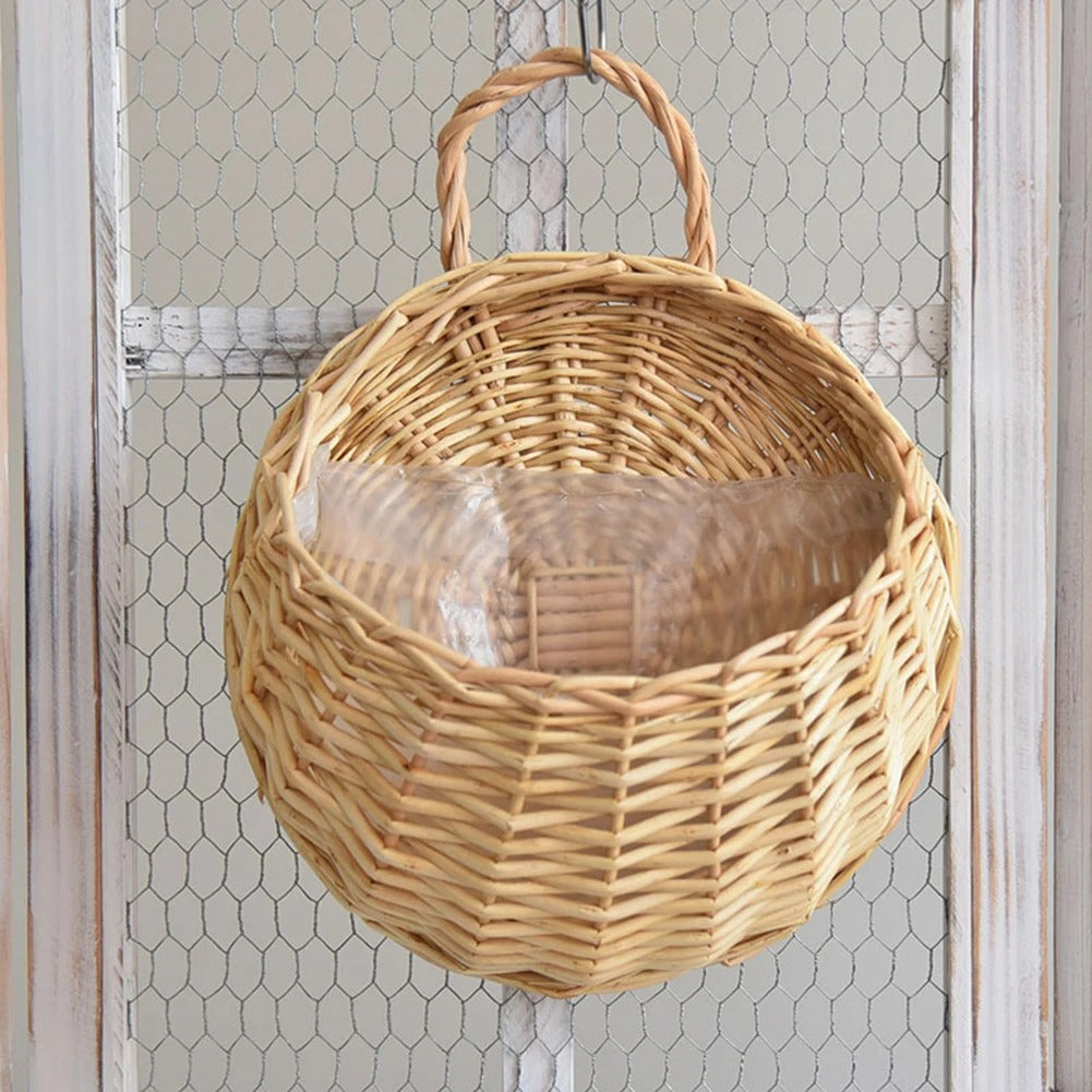 Hanging Planter – Handmade Wicker Rattan Wall-Mounted Flower Basket | Decorative Plant Pot for Balcony, Garden & Home Décor