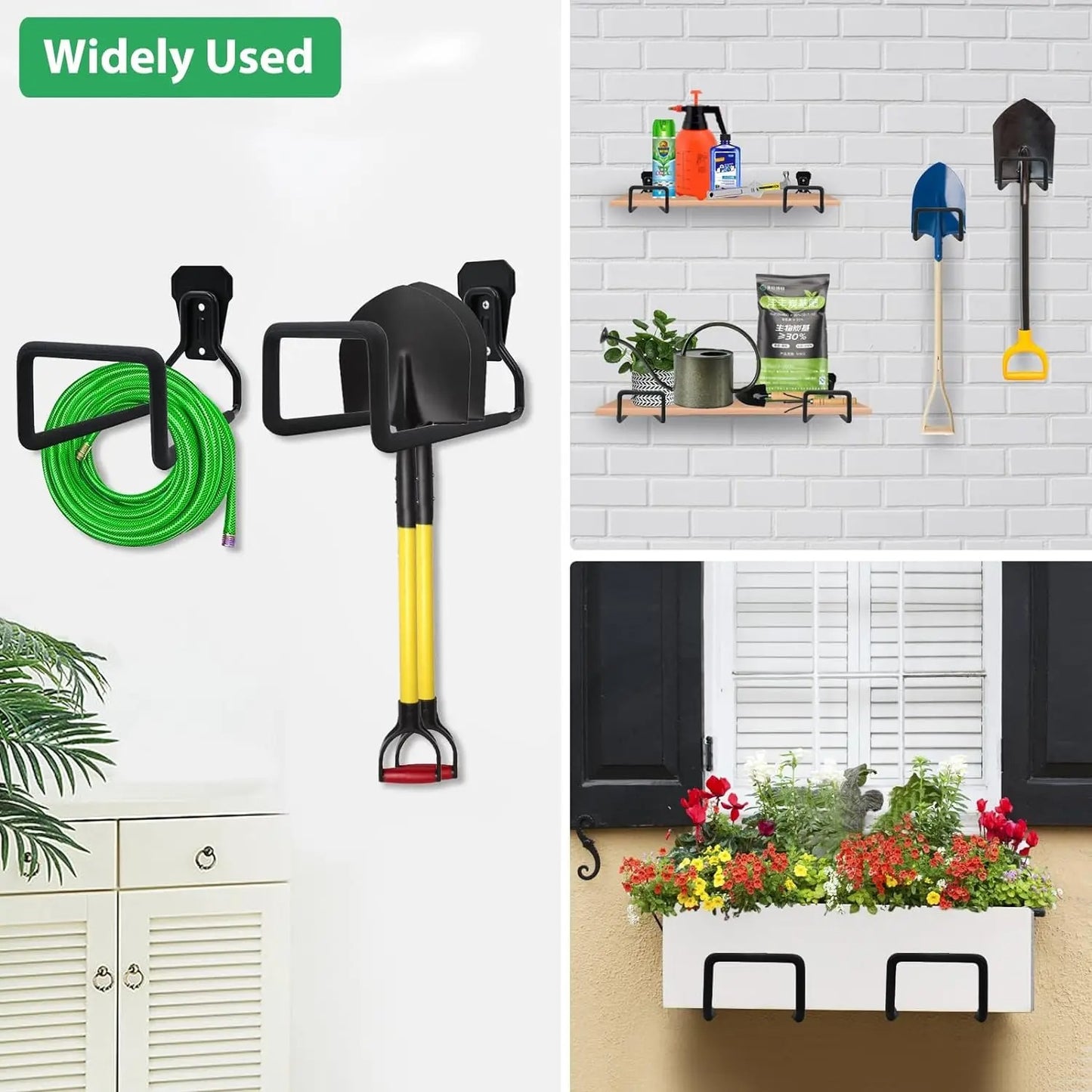 Heavy-Duty Garden Hose Bracket Wall-Mount Metal Hose Holder for Outdoor Water Pipe Storage