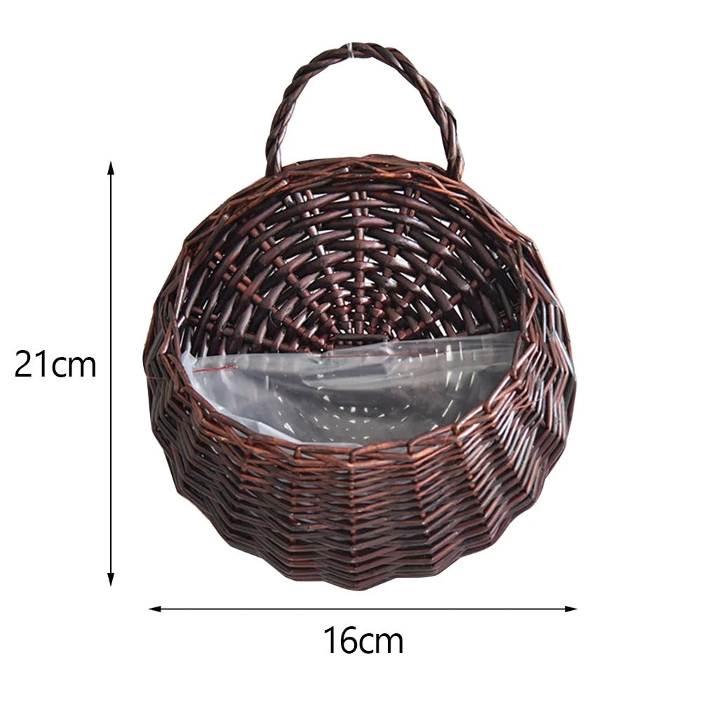 Hanging Planter – Handmade Wicker Rattan Wall-Mounted Flower Basket | Decorative Plant Pot for Balcony, Garden & Home Décor