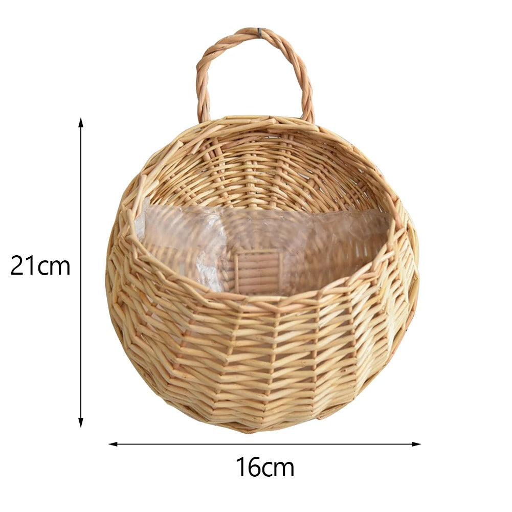 Hanging Planter – Handmade Wicker Rattan Wall-Mounted Flower Basket | Decorative Plant Pot for Balcony, Garden & Home Décor