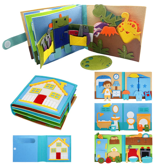 Toddlers Montessori Toy Busy Book Quiet Book Pretend Play Toy Early Educational Activity Book with Life Skills Cognition - Aussies Aura