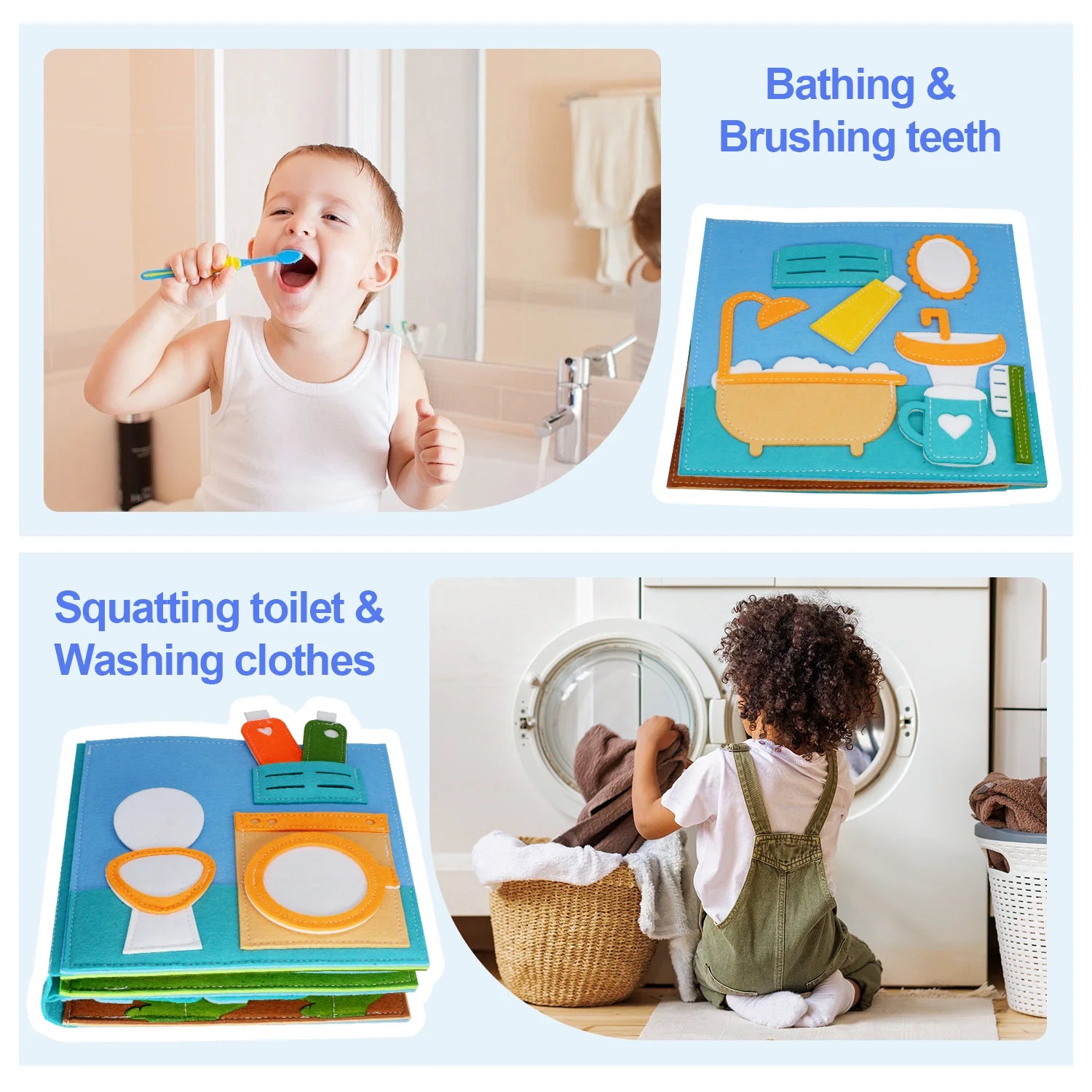 Toddlers Montessori Toy Busy Book Quiet Book Pretend Play Toy Early Educational Activity Book with Life Skills Cognition - Aussies Aura