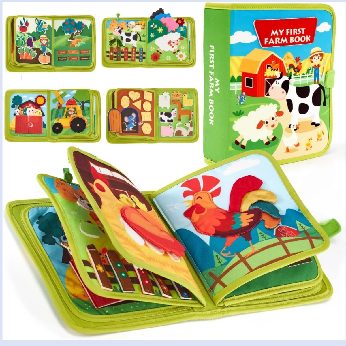 My First Farm Animal Story Busy Cloth Book – Montessori Early Learning Toy for Toddlers - Aussies Aura