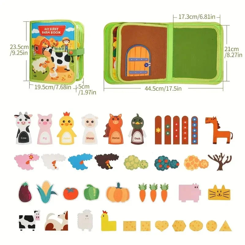 My First Farm Animal Story Busy Cloth Book – Montessori Early Learning Toy for Toddlers - Aussies Aura