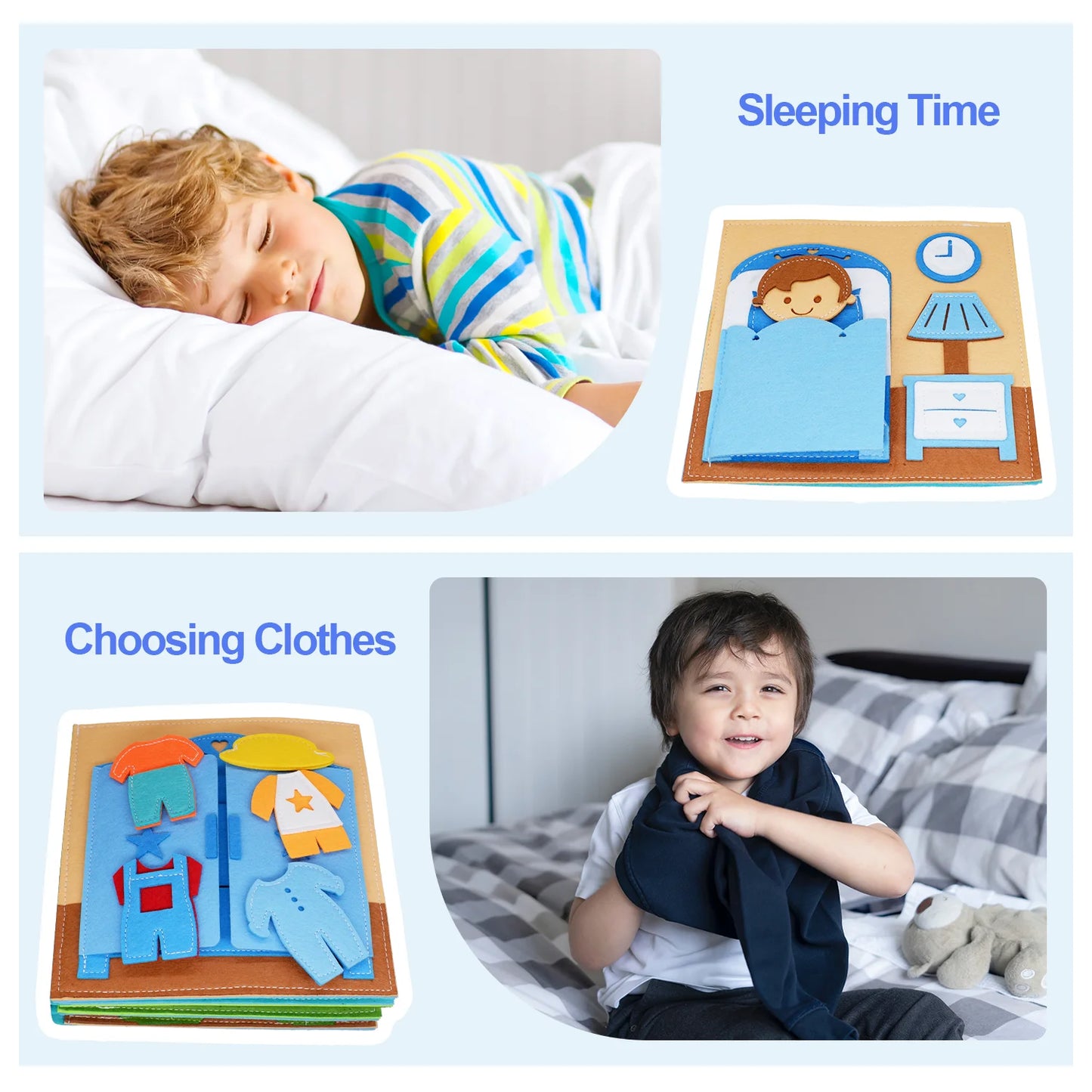 Toddlers Montessori Toy Busy Book Quiet Book Pretend Play Toy Early Educational Activity Book with Life Skills Cognition - Aussies Aura