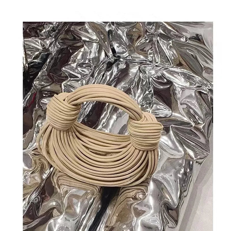Luxury Handwoven Knot Handle Bag – Gold Designer Rope Hobo & Evening Clutch - Aussies Aura