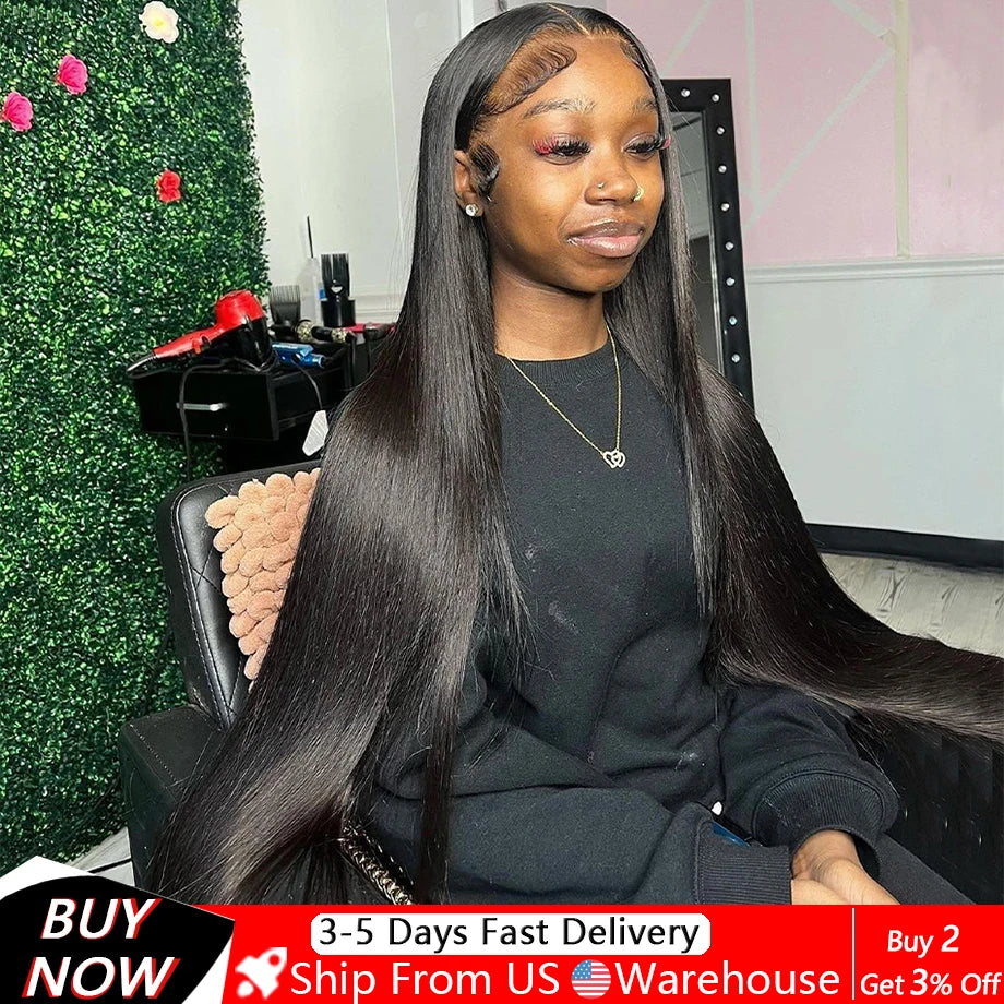 13x4 Bone Straight Lace Front Wig – Brazilian Human Hair, Glueless 22–26 Inch Lace Frontal Wig for Women - Aussies Aura