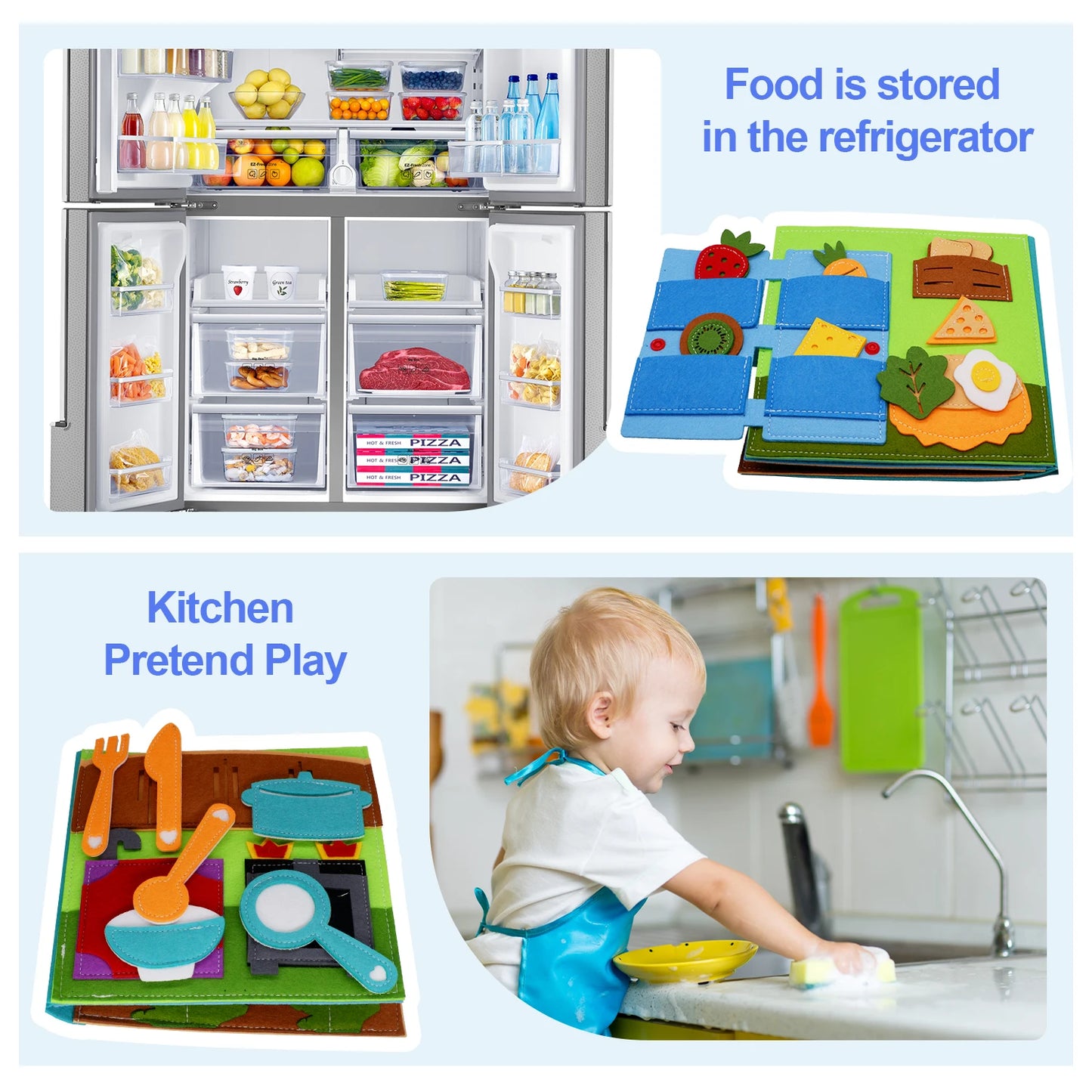Toddlers Montessori Toy Busy Book Quiet Book Pretend Play Toy Early Educational Activity Book with Life Skills Cognition - Aussies Aura