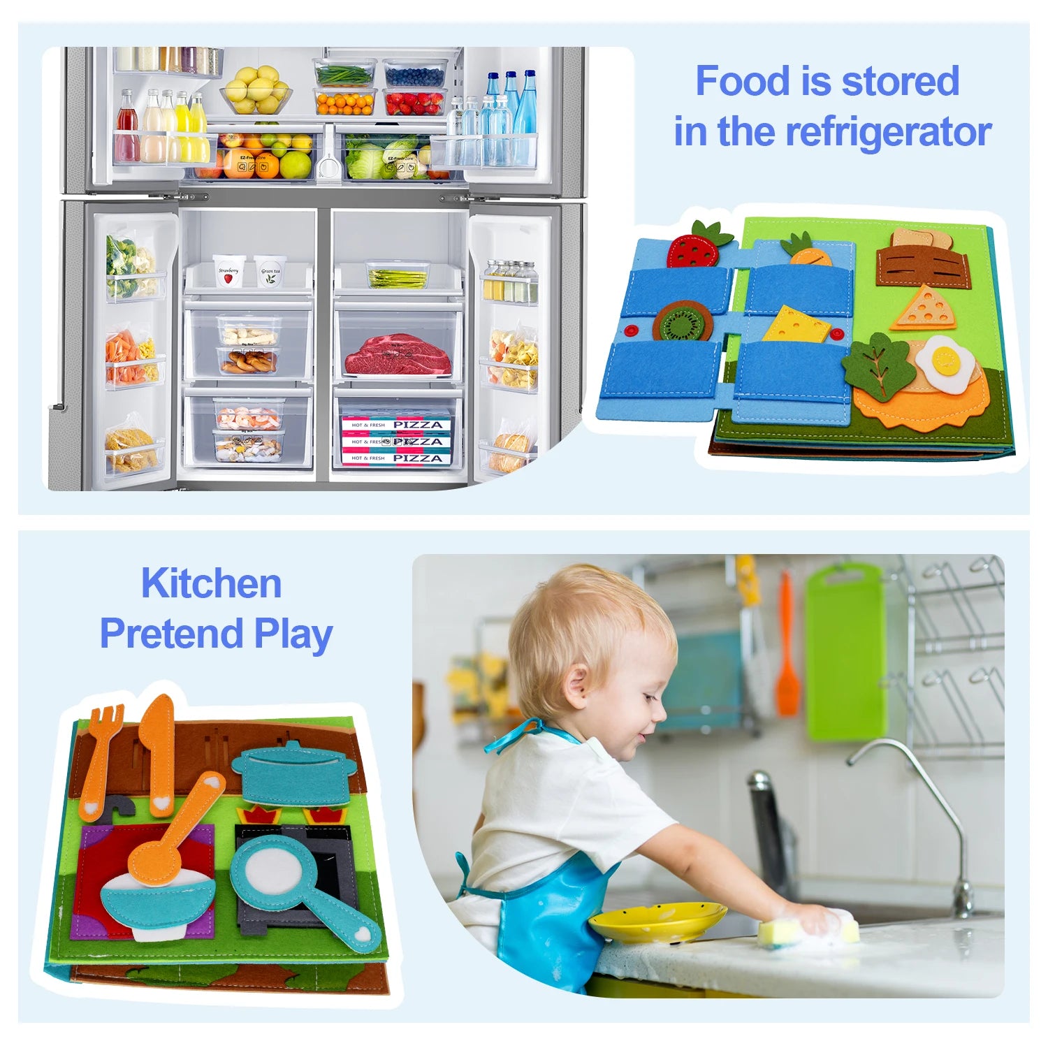 Toddlers Montessori Toy Busy Book Quiet Book Pretend Play Toy Early Educational Activity Book with Life Skills Cognition - Aussies Aura