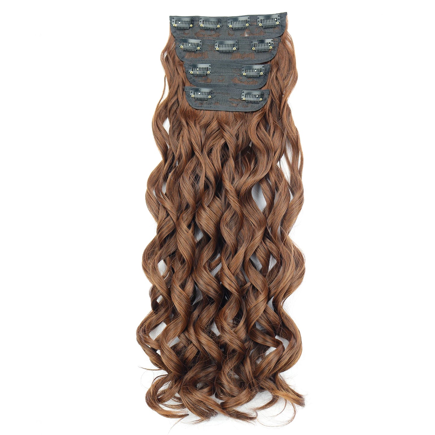 4Pcs Clip-In Hair Extensions – Long Curly Wavy Synthetic Hairpiece for Women - Aussies Aura
