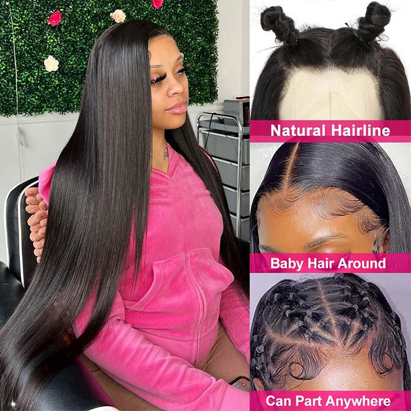 13x4 Bone Straight Lace Front Wig – Brazilian Human Hair, Glueless 22–26 Inch Lace Frontal Wig for Women - Aussies Aura