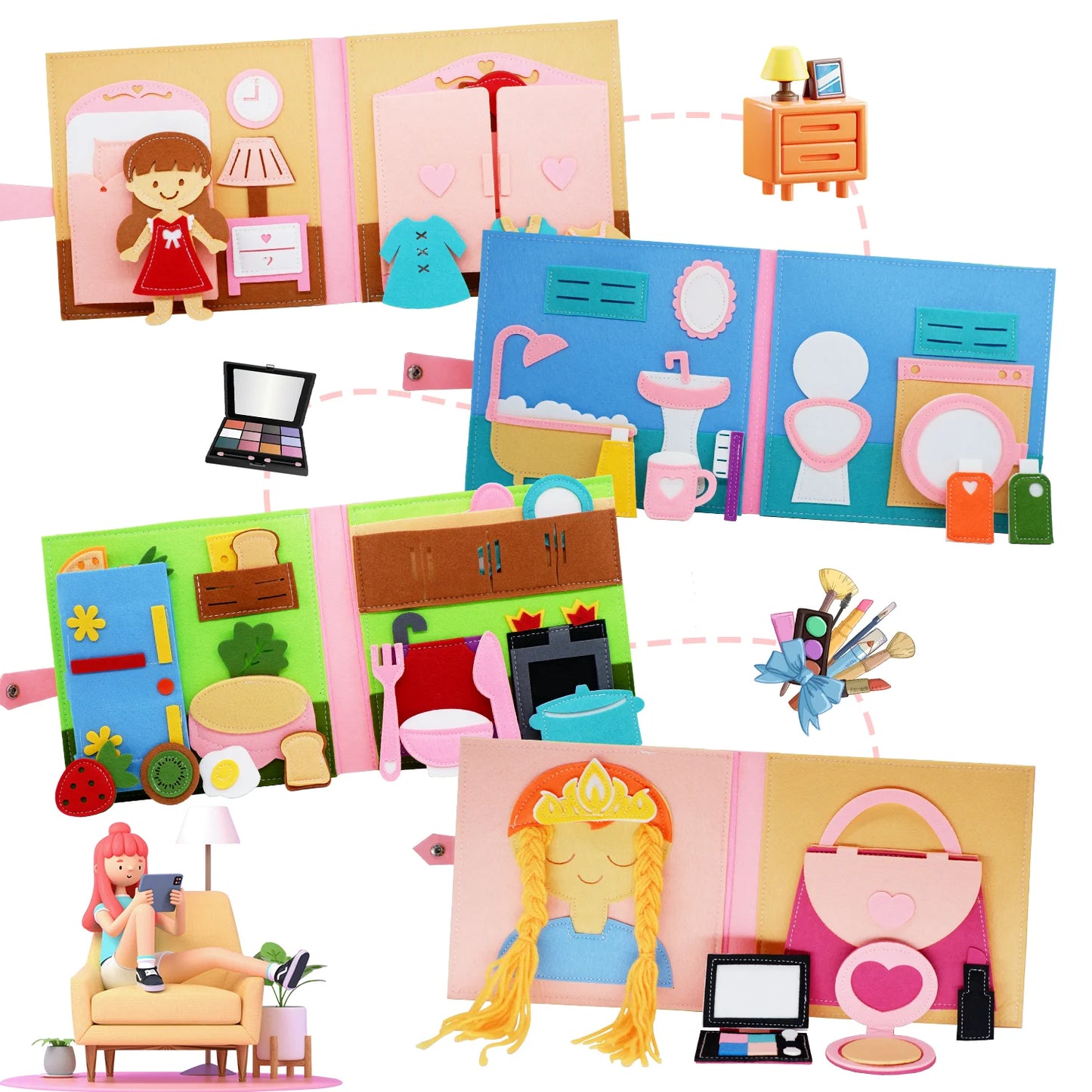 Toddlers Montessori Toy Busy Book Quiet Book Pretend Play Toy Early Educational Activity Book with Life Skills Cognition - Aussies Aura