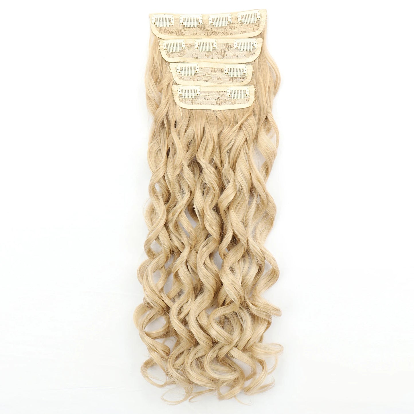 4Pcs Clip-In Hair Extensions – Long Curly Wavy Synthetic Hairpiece for Women - Aussies Aura