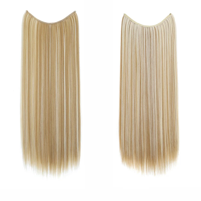 24-Inch Synthetic Invisible Fish Line Hair Extension – Natural Black & Brown Colors for Women - Aussies Aura