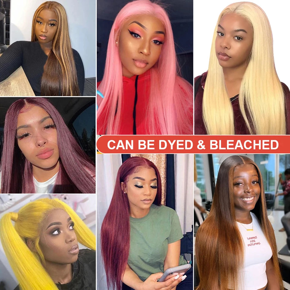 13x4 Bone Straight Lace Front Wig – Brazilian Human Hair, Glueless 22–26 Inch Lace Frontal Wig for Women - Aussies Aura