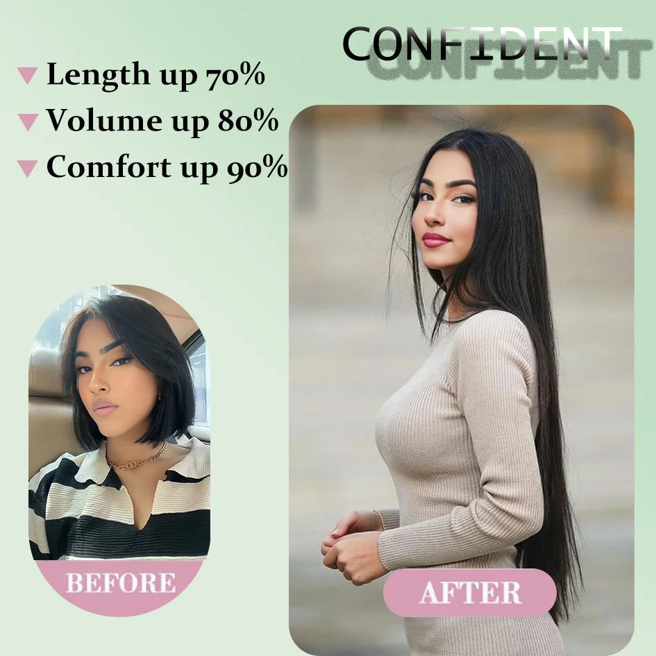 4-Piece Synthetic Straight Hair Extensions – 16/20/24 Inch Clip-In Wig for Women (Black & Brown) - Aussies Aura