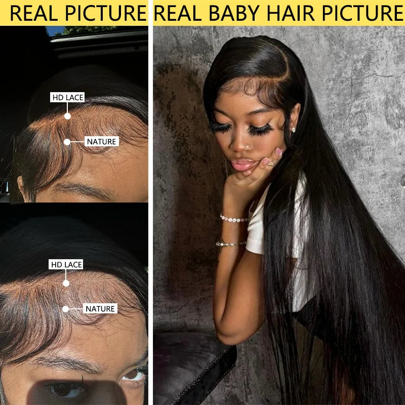 13x4 Bone Straight Lace Front Wig – Brazilian Human Hair, Glueless 22–26 Inch Lace Frontal Wig for Women - Aussies Aura