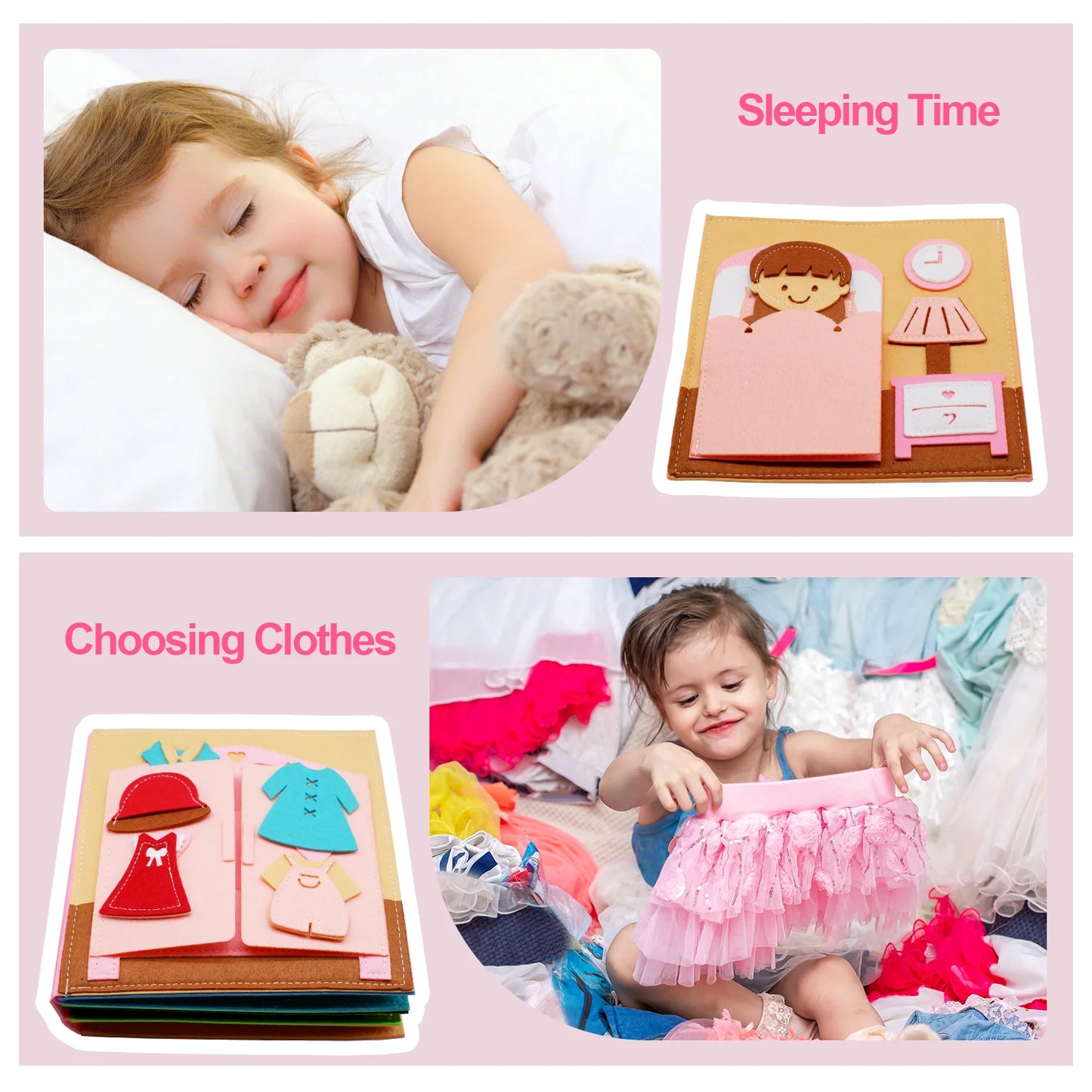 Toddlers Montessori Toy Busy Book Quiet Book Pretend Play Toy Early Educational Activity Book with Life Skills Cognition - Aussies Aura