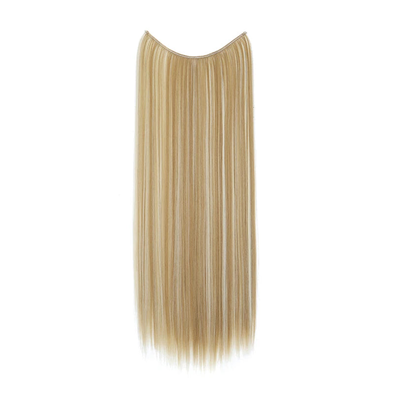 24-Inch Synthetic Invisible Fish Line Hair Extension – Natural Black & Brown Colors for Women - Aussies Aura