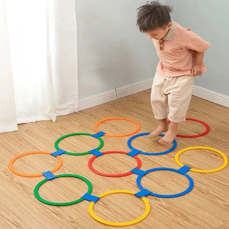 Outdoor Kids Jump Ring Game Set - 10 Hoops & 10 Connectors for Boys Girls, Fun Physical Training Sport Toys for Park Play - Aussies Aura