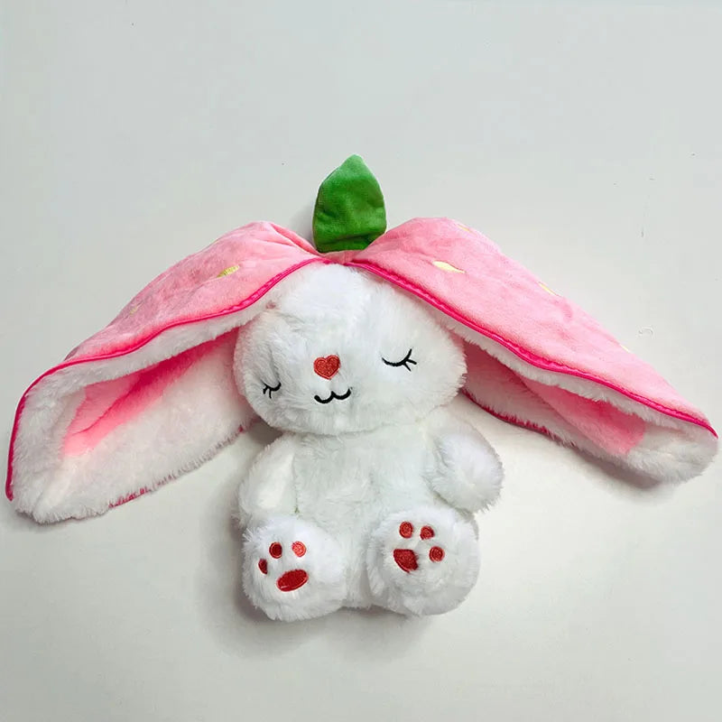 Strawberry & Carrot Bunny Plush – 30cm Baby Music Sleeping Light Toy - 30 cm - Aussies Aura