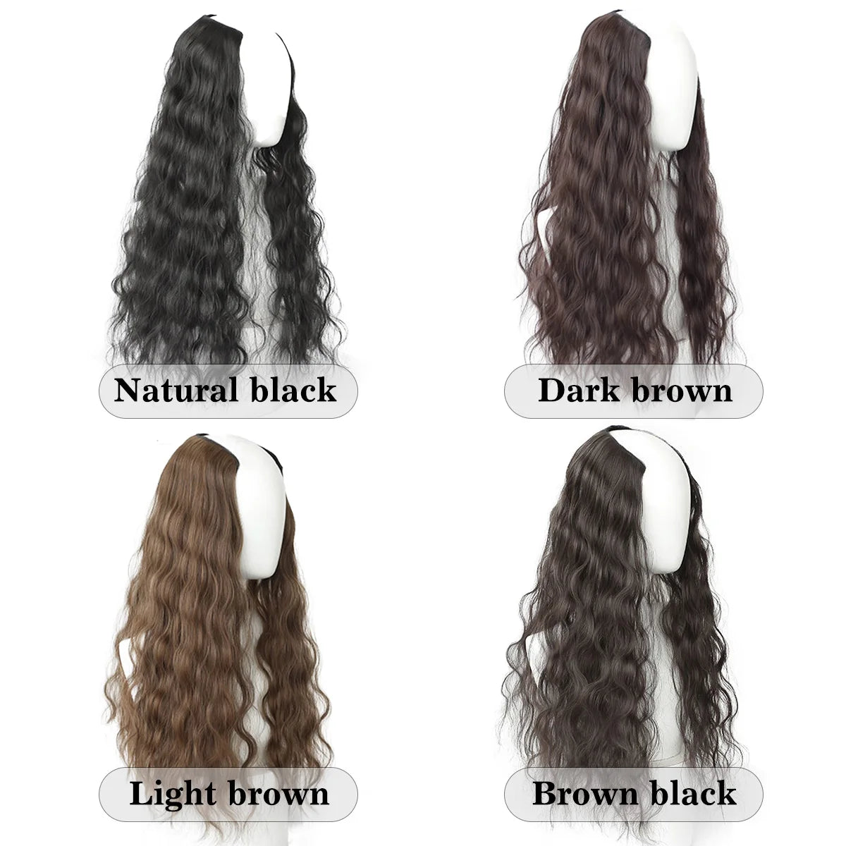 Ocelot 16–24 Inch Synthetic Wavy Hair Extensions – Natural Water Ripple Long Curly Wig - Aussies Aura