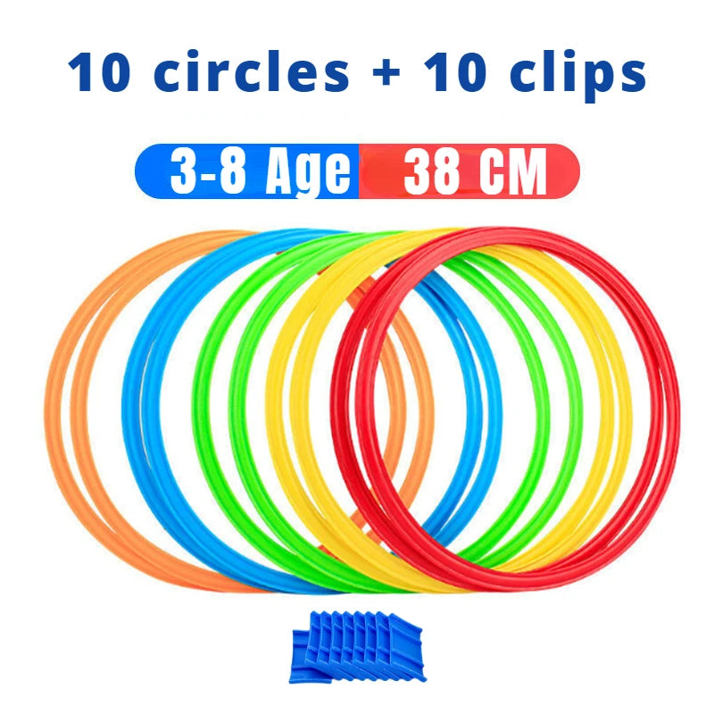 Outdoor Kids Jump Ring Game Set - 10 Hoops & 10 Connectors for Boys Girls, Fun Physical Training Sport Toys for Park Play - Aussies Aura