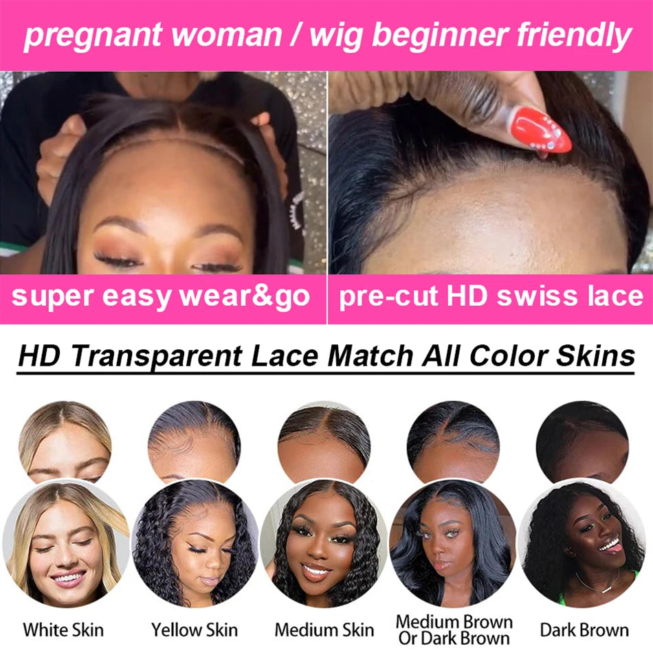 13x4 Bone Straight Lace Front Wig – Brazilian Human Hair, Glueless 22–26 Inch Lace Frontal Wig for Women - Aussies Aura