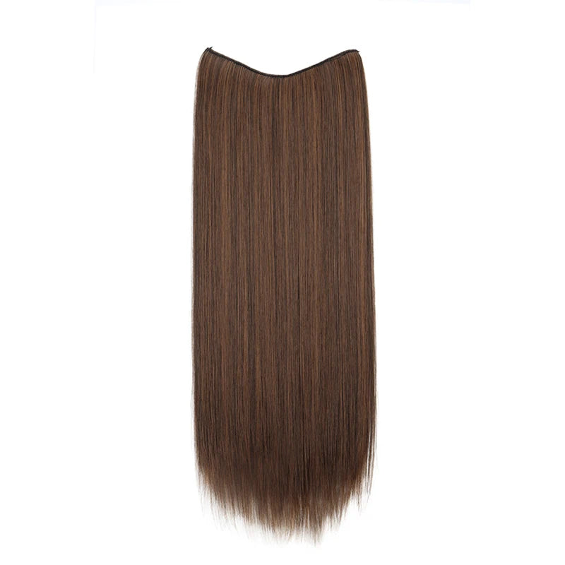 24-Inch Synthetic Invisible Fish Line Hair Extension – Natural Black & Brown Colors for Women - Aussies Aura