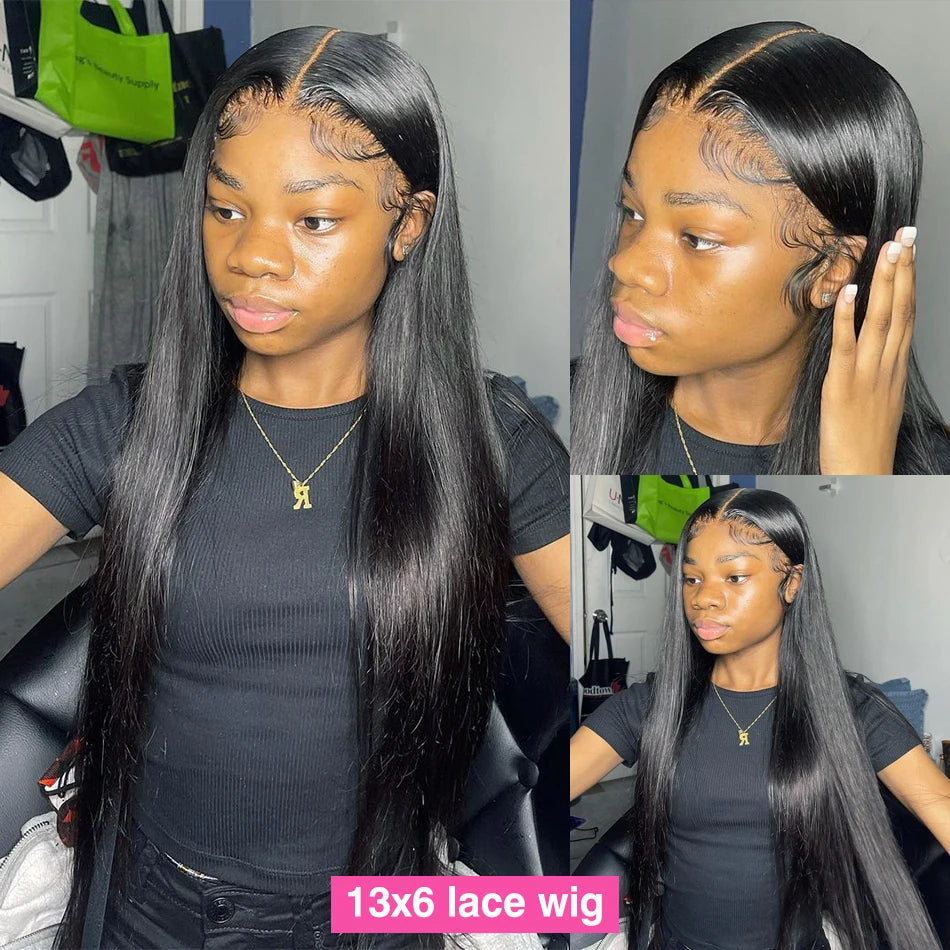 13x4 Bone Straight Lace Front Wig – Brazilian Human Hair, Glueless 22–26 Inch Lace Frontal Wig for Women - Aussies Aura