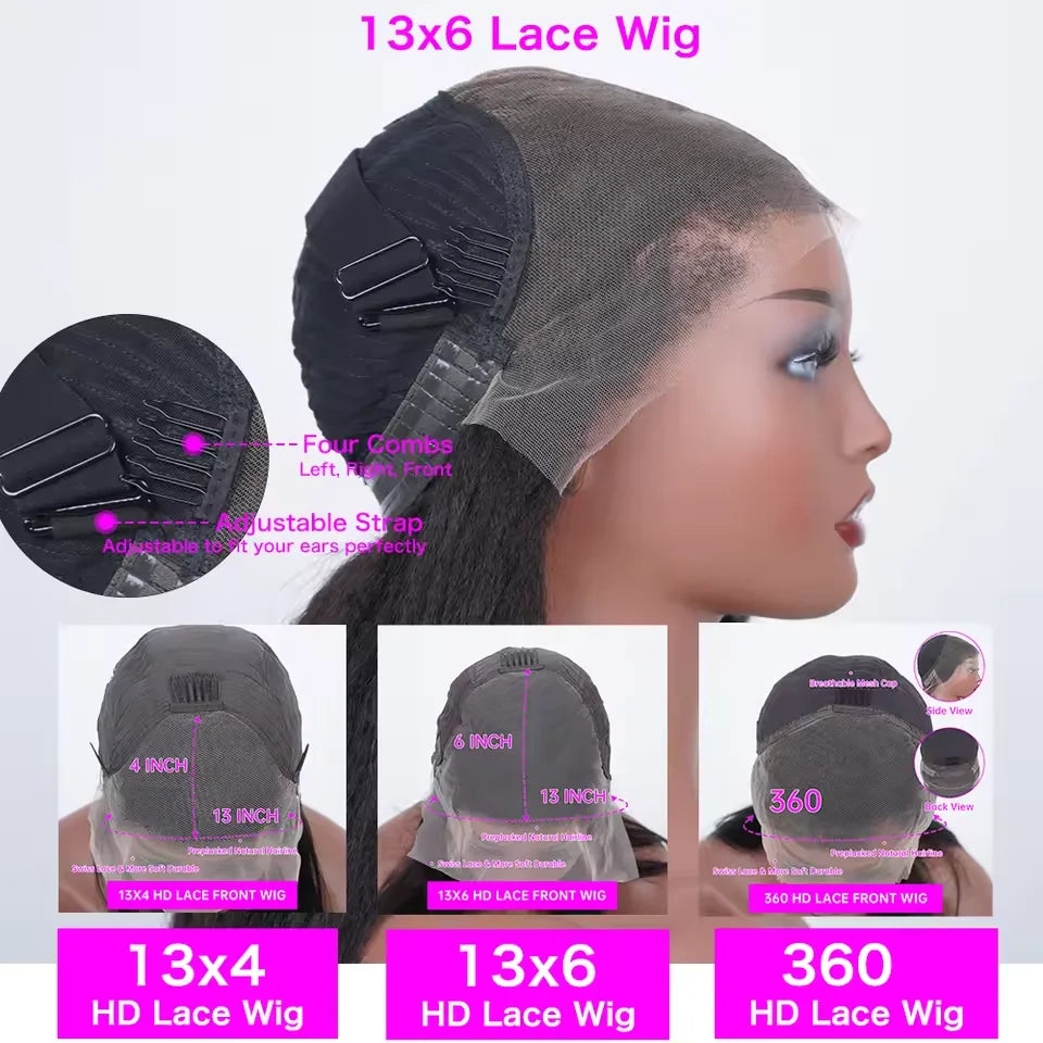 13x4 Bone Straight Lace Front Wig – Brazilian Human Hair, Glueless 22–26 Inch Lace Frontal Wig for Women - Aussies Aura