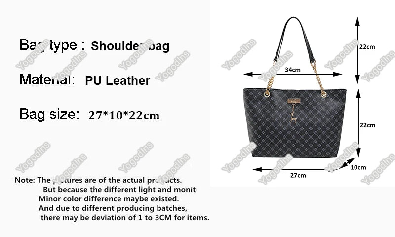 New Luxury Presbyopia Tote Bag – Large Capacity Soft Leather Shoulder Bag with Gold Chain | Designer Style Women’s Handbag - Aussies Aura