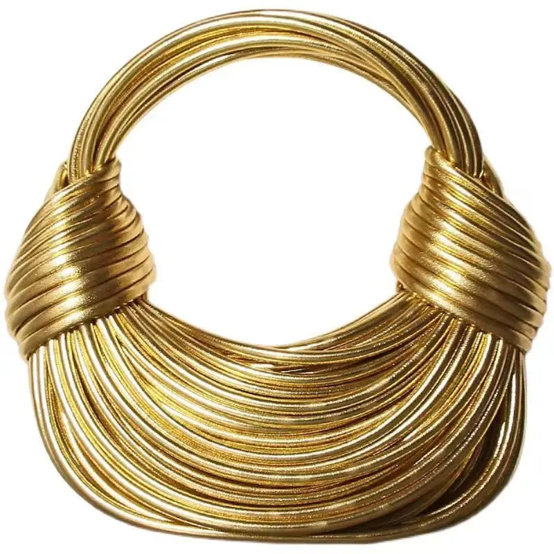 Luxury Handwoven Knot Handle Bag – Gold Designer Rope Hobo & Evening Clutch - Aussies Aura
