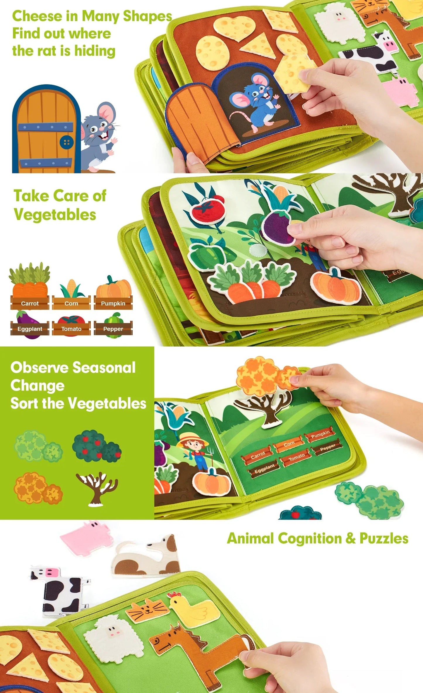 My First Farm Animal Story Busy Cloth Book – Montessori Early Learning Toy for Toddlers - Aussies Aura