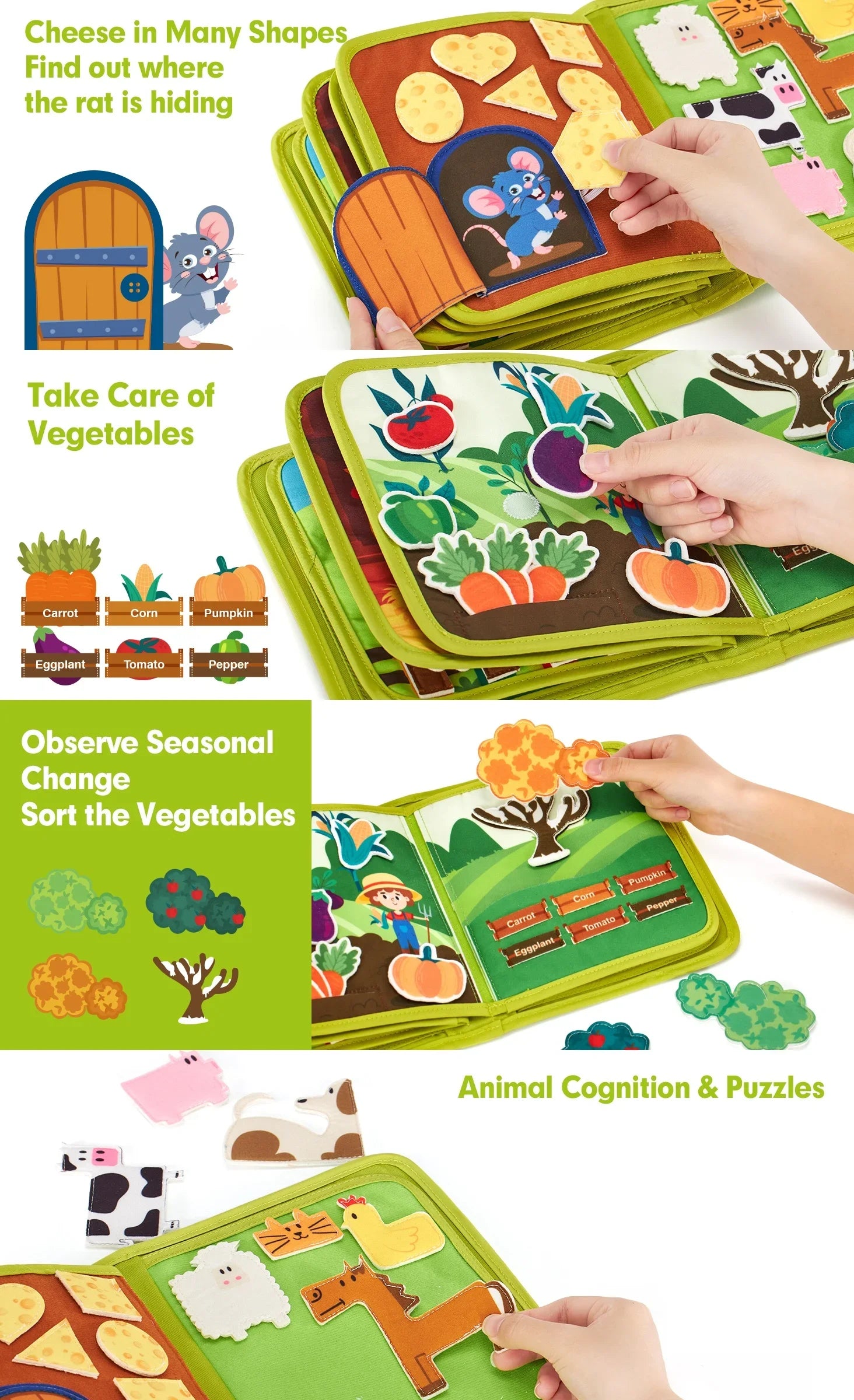 My First Farm Animal Story Busy Cloth Book – Montessori Early Learning Toy for Toddlers - Aussies Aura