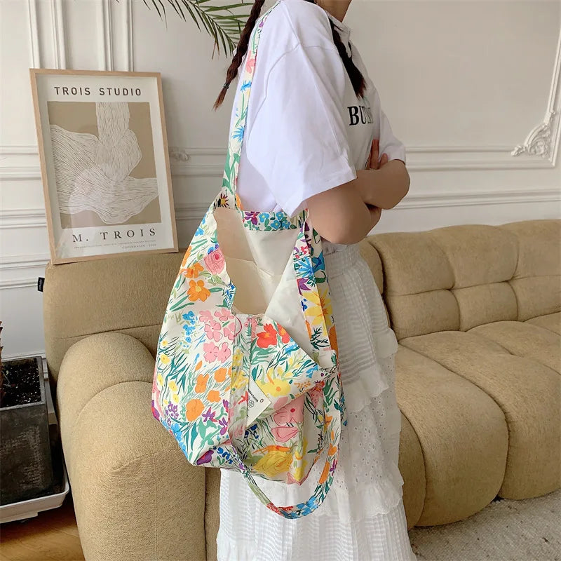 Youda Vintage Floral Stripe Fabric Top Handle Bag – Women’s Lunch Box Handbag - Aussies Aura