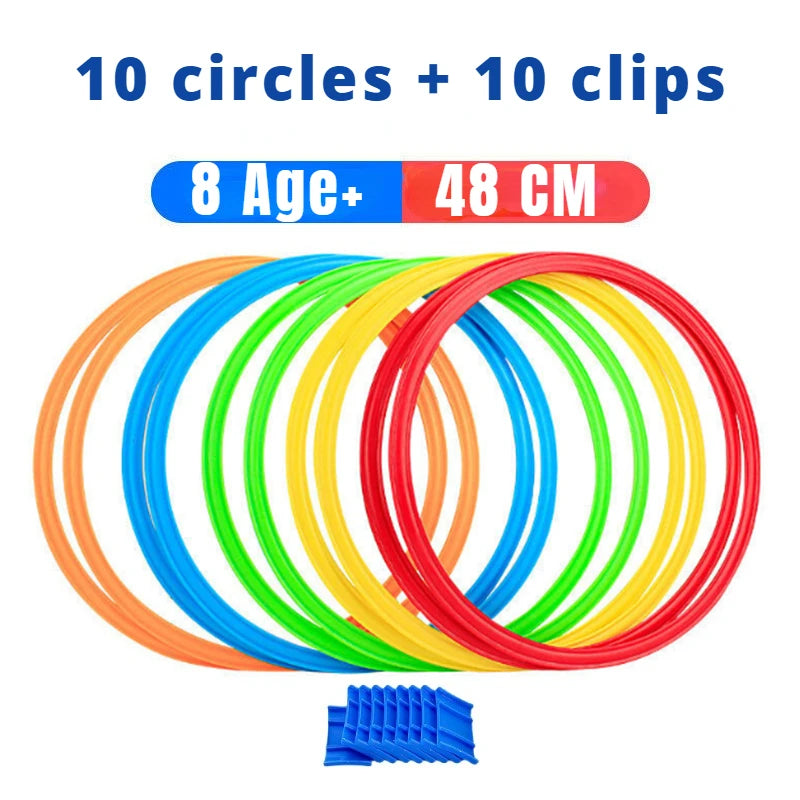 Outdoor Kids Jump Ring Game Set - 10 Hoops & 10 Connectors for Boys Girls, Fun Physical Training Sport Toys for Park Play - Aussies Aura