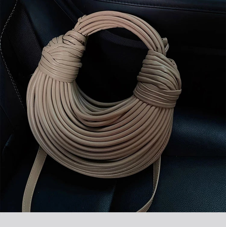 Luxury Handwoven Knot Handle Bag – Gold Designer Rope Hobo & Evening Clutch - Aussies Aura