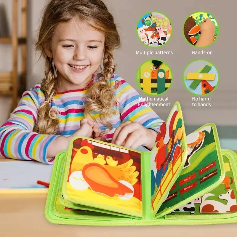 My First Farm Animal Story Busy Cloth Book – Montessori Early Learning Toy for Toddlers - Aussies Aura