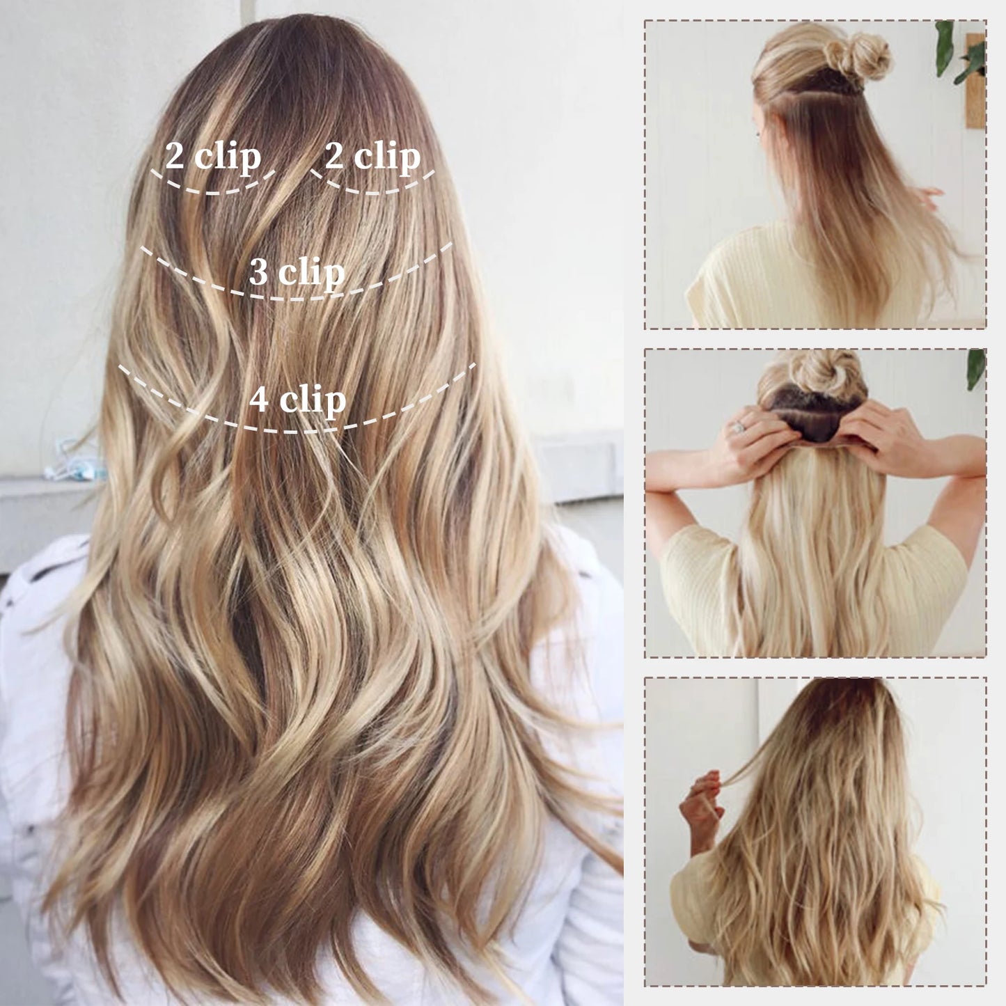 4Pcs Clip-In Hair Extensions – Long Curly Wavy Synthetic Hairpiece for Women - Aussies Aura
