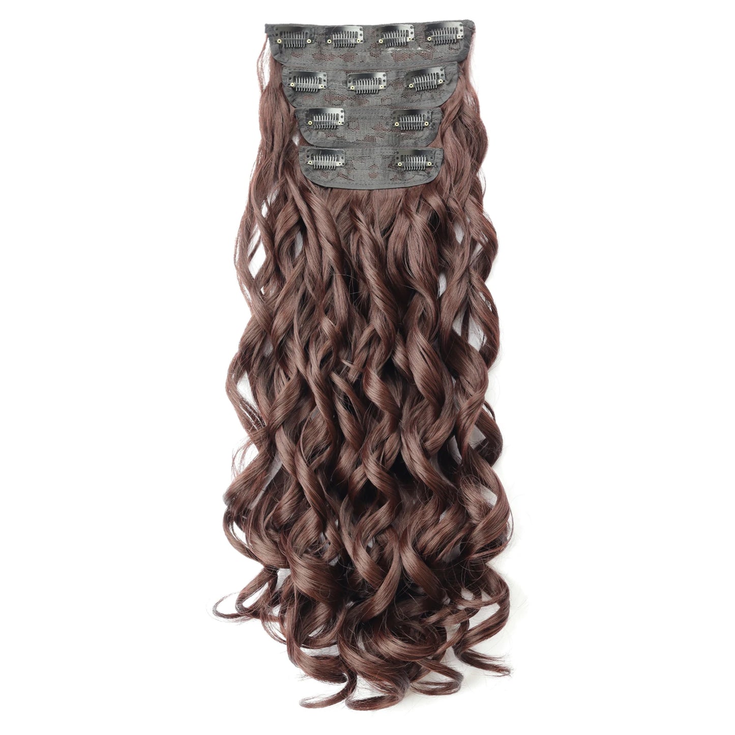 4Pcs Clip-In Hair Extensions – Long Curly Wavy Synthetic Hairpiece for Women - Aussies Aura